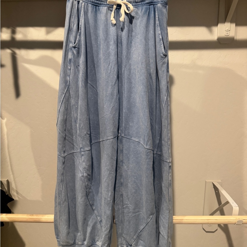 aerie Light Blue Wide Leg Drawstring Pants